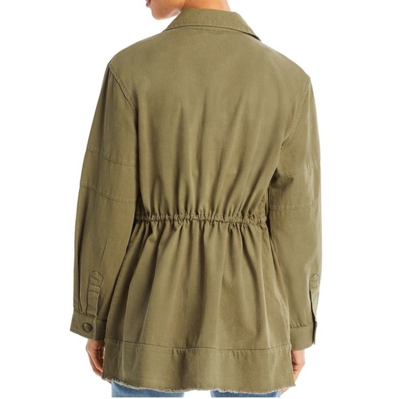 Avec Les Filles Military Olive Army Green Utility Jacket Raw Hem Button Down - Picture 10 of 10